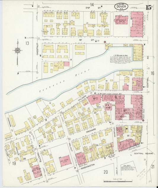 Sanborn Fire Insurance Map from Dover, Strafford County, New Hampshire (1912), Sheet #0015 - Historic Sanborn Fire Insurance Map Print, vintage old map wall art, antique decor, genealogy gift, New Hampshire New Hampshire map