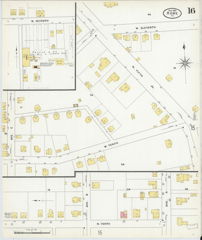 Sanborn Fire Insurance Map from Rome, Floyd County, Georgia (1909), Sheet #0016 - Complete Map Set gallery image, historic Sanborn map, vintage wall art, Georgia Georgia