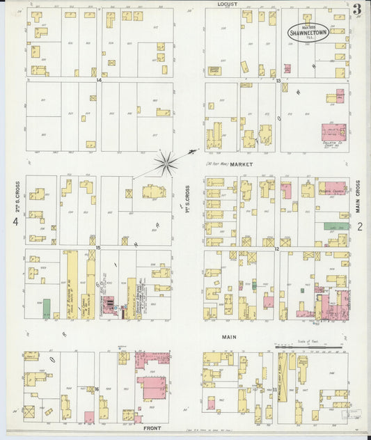 Sanborn Fire Insurance Map from Shawneetown, Gallatin County, Illinois (1899), Sheet #0003 - Historic Sanborn Fire Insurance Map Print, vintage old map wall art, antique decor, genealogy gift, Illinois Illinois map