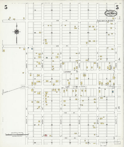 Sanborn Fire Insurance Map from Lake Worth, Palm Beach County, Florida (1924), Sheet #0005 - Complete Map Set gallery image, historic Sanborn map, vintage wall art, Florida Florida