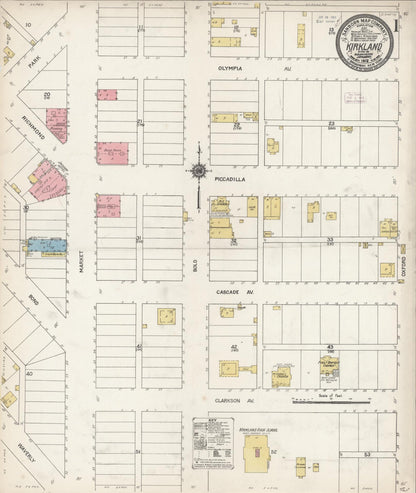 Sanborn Fire Insurance Map from Kirkland, King County, Washington (1912), Sheet #0001 - Complete Map Set gallery image, historic Sanborn map, vintage wall art, Washington Washington