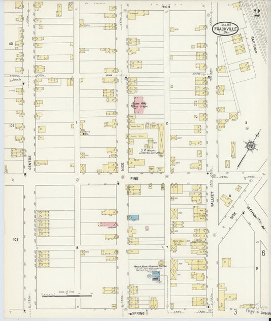 Sanborn Fire Insurance Map from Frackville, Schuylkill County, Pennsylvania (1912), Sheet #0002 - Historic Sanborn Fire Insurance Map Print, vintage old map wall art, antique decor, genealogy gift, Pennsylvania Pennsylvania map