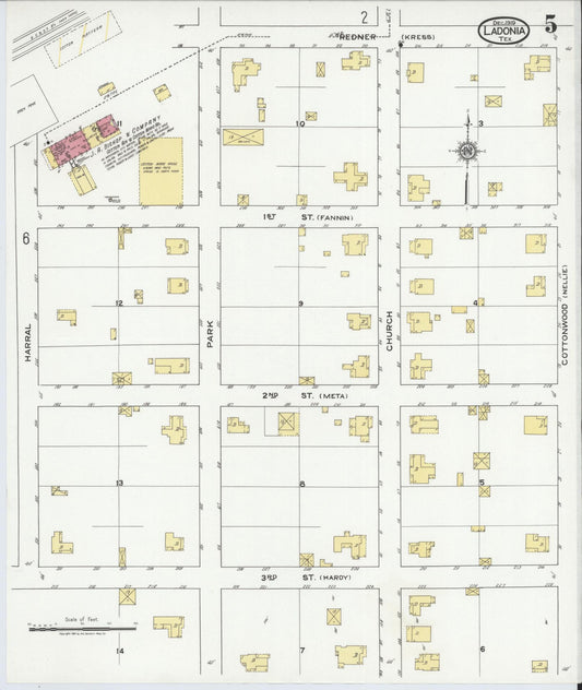 Sanborn Fire Insurance Map from Ladonia, Fannin County, Texas (1919), Sheet #0005 - Historic Sanborn Fire Insurance Map Print, vintage old map wall art, antique decor, genealogy gift, Texas Texas map
