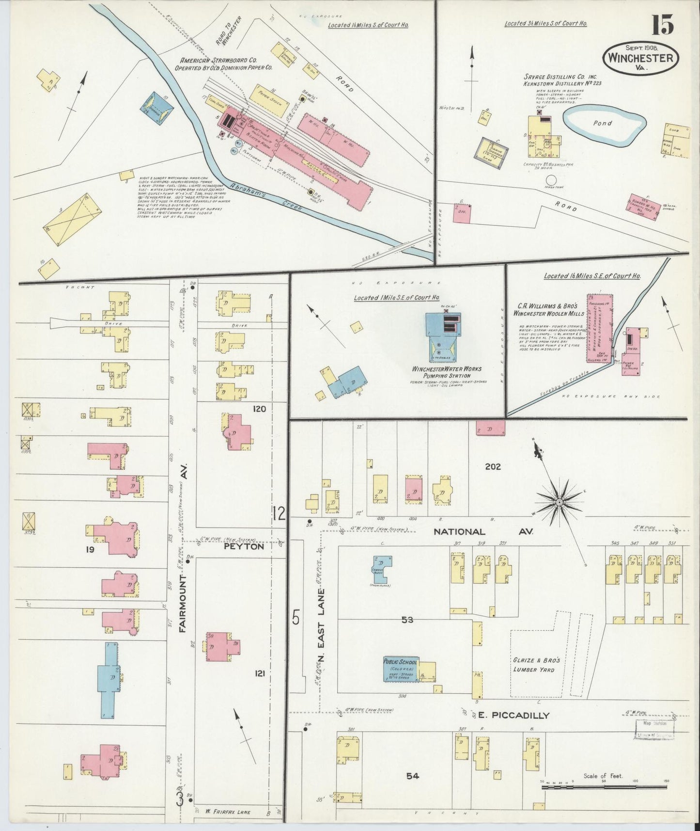 Sanborn Fire Insurance Map from Winchester, Independent Cities, Virginia (1908), Sheet #0015 - Complete Map Set gallery image, historic Sanborn map, vintage wall art, Virginia Virginia