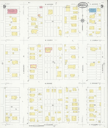 Sanborn Fire Insurance Map from Wewoka, Seminole County, Oklahoma (1930), Sheet #0009 - Complete Map Set gallery image, historic Sanborn map, vintage wall art, Oklahoma Oklahoma