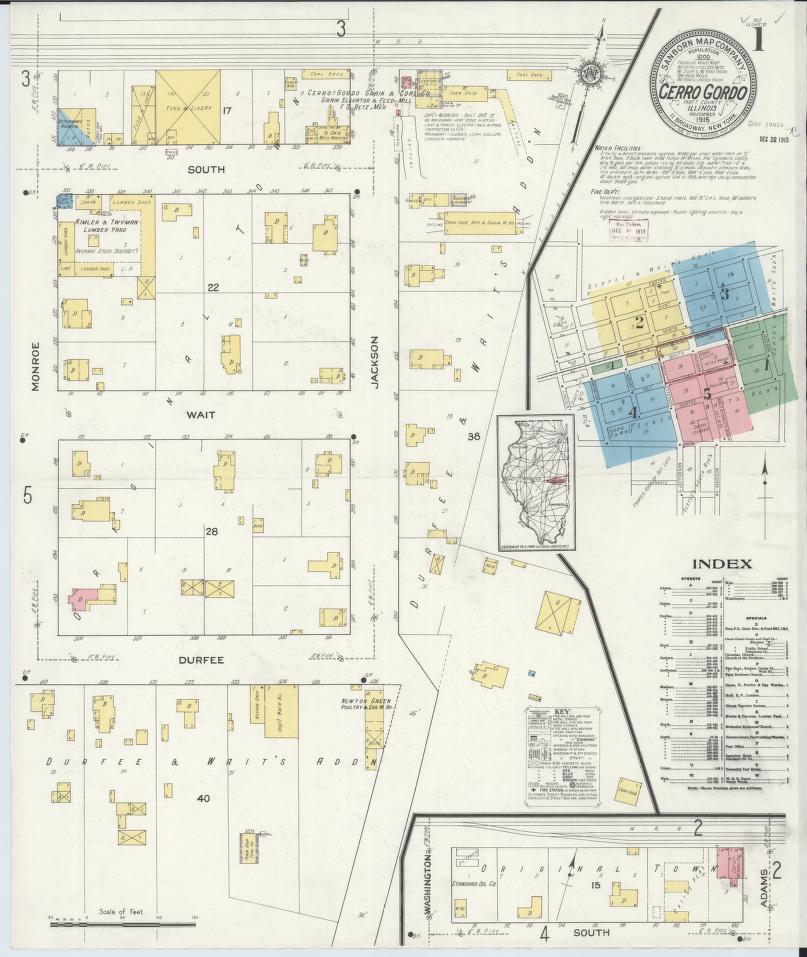 Sanborn Fire Insurance Map from Cerro Gordo, Piatt County, Illinois. (1915) – Map View