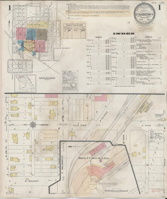 Sanborn Fire Insurance Map from Stanberry, Gentry County, Missouri (1940), Sheet #0001 - Complete Map Set gallery image, historic Sanborn map, vintage wall art, Missouri Missouri
