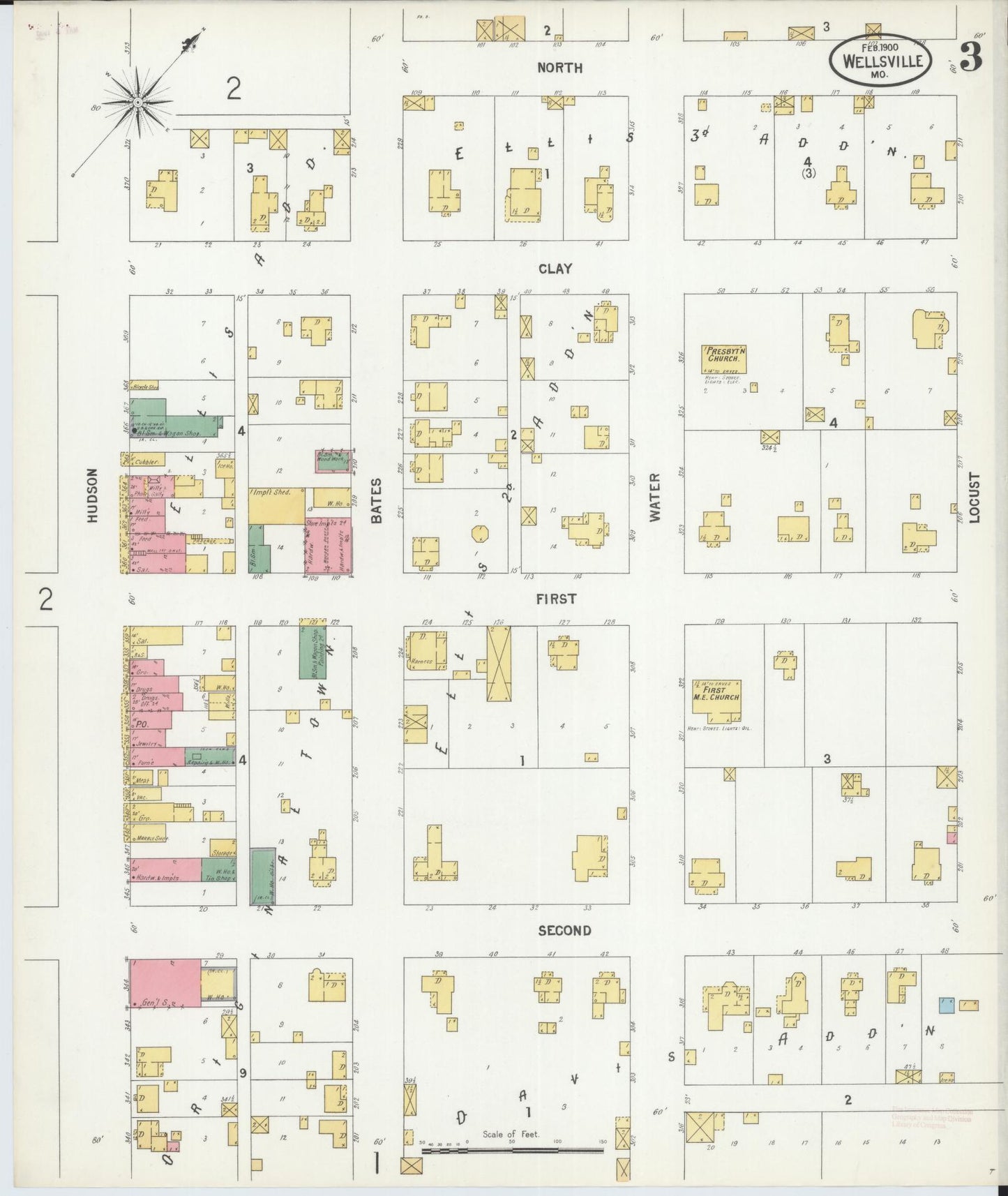 Sanborn Fire Insurance Map from Wellsville, Montgomery County, Missouri (1900), Sheet #0003 - Complete Map Set gallery image, historic Sanborn map, vintage wall art, Missouri Missouri