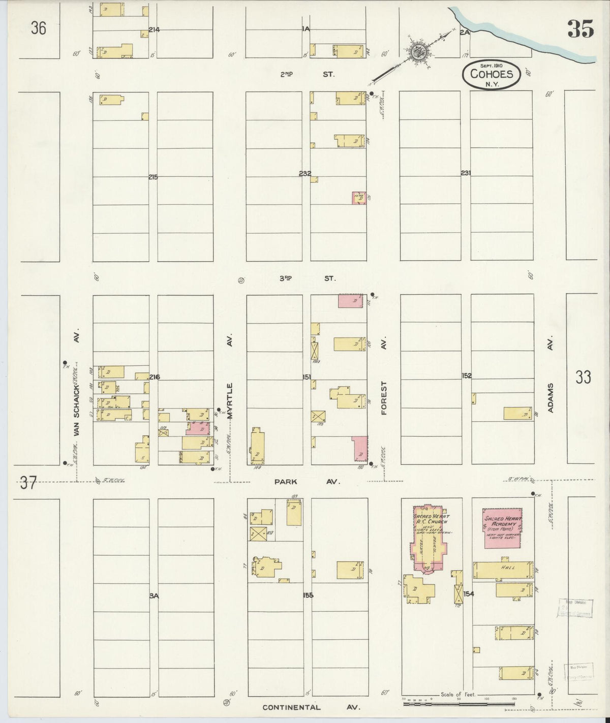 Sanborn Fire Insurance Map from Cohoes, Albany County, New York (1910), Sheet #0035 - Complete Map Set gallery image, historic Sanborn map, vintage wall art, New York New York