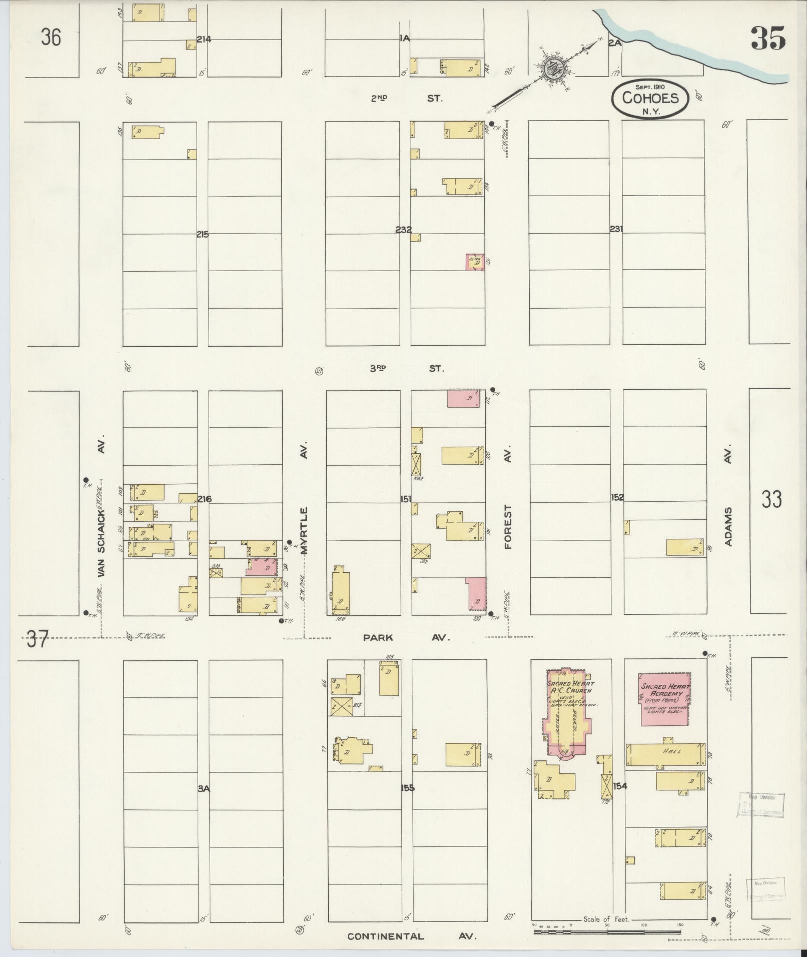 Sanborn Fire Insurance Map from Cohoes, Albany County, New York (1910), Sheet #0035 - Complete Map Set gallery image, historic Sanborn map, vintage wall art, New York New York