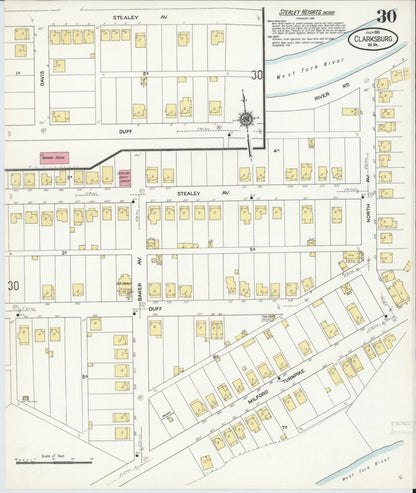 Sanborn Fire Insurance Map from Clarksburg, Harrison County, West Virginia (1911), Sheet #0030 - Complete Map Set gallery image, historic Sanborn map, vintage wall art, West Virginia West Virginia