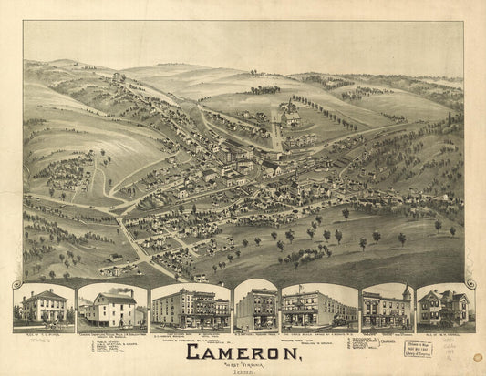 Cameron, West Virginia 1899. (1899) – Historic Bird’s-Eye View Panorama Print