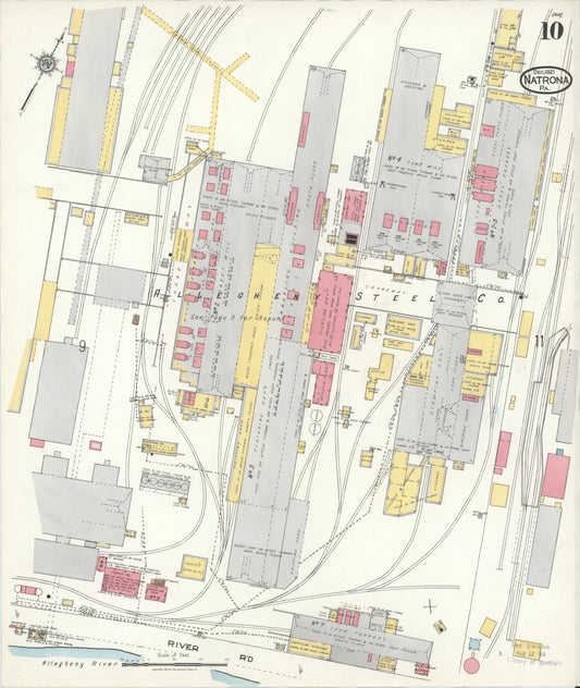 Sanborn Fire Insurance Map from Natrona, Allegheny County, Pennsylvania (1921), Sheet #0010 - Historic Sanborn Fire Insurance Map Print, vintage old map wall art, antique decor, genealogy gift, Pennsylvania Pennsylvania map