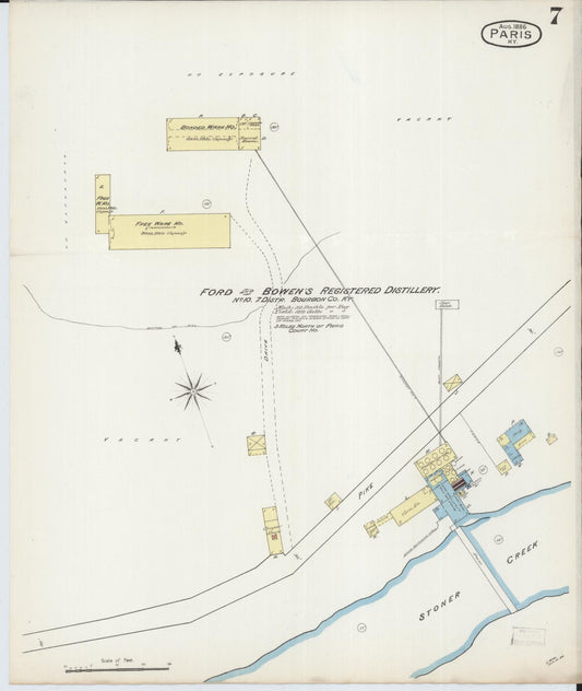 Sanborn Fire Insurance Map from Paris, Bourbon County, Kentucky (1886), Sheet #0007 - Historic Sanborn Fire Insurance Map Print, vintage old map wall art, antique decor, genealogy gift, Kentucky Kentucky map
