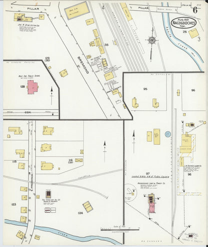 Sanborn Fire Insurance Map from Nacogdoches, Nacogdoches County, Texas (1921), Sheet #0006 - Complete Map Set gallery image, historic Sanborn map, vintage wall art, Texas Texas