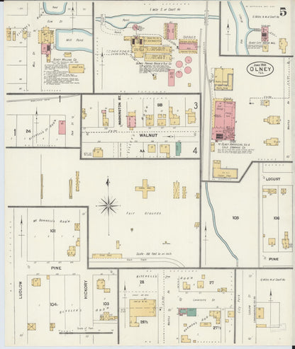 Sanborn Fire Insurance Map from Olney, Richland County, Illinois (1902), Sheet #0005 - Complete Map Set gallery image, historic Sanborn map, vintage wall art, Illinois Illinois