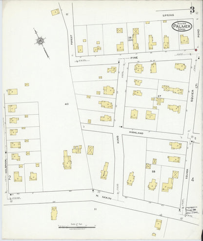 Sanborn Fire Insurance Map from Palmer, Hampden County, Massachusetts (1918), Sheet #0003 - Complete Map Set gallery image, historic Sanborn map, vintage wall art, Massachusetts Massachusetts