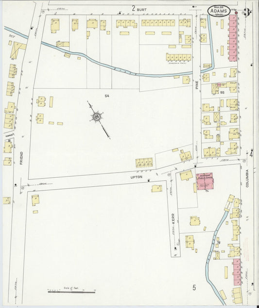 Sanborn Fire Insurance Map from Adams, Berkshire County, Massachusetts (1914), Sheet #0003 - Historic Sanborn Fire Insurance Map Print, vintage old map wall art, antique decor, genealogy gift, Massachusetts Massachusetts map