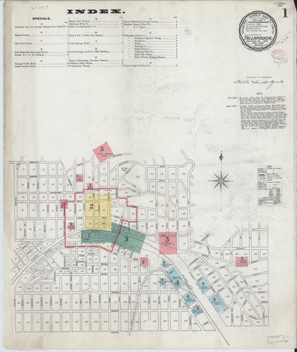 Sanborn Fire Insurance Map from Tallapoosa, Haralson County, Georgia (1895), Sheet #0001 - Complete Map Set gallery image, historic Sanborn map, vintage wall art, Georgia Georgia
