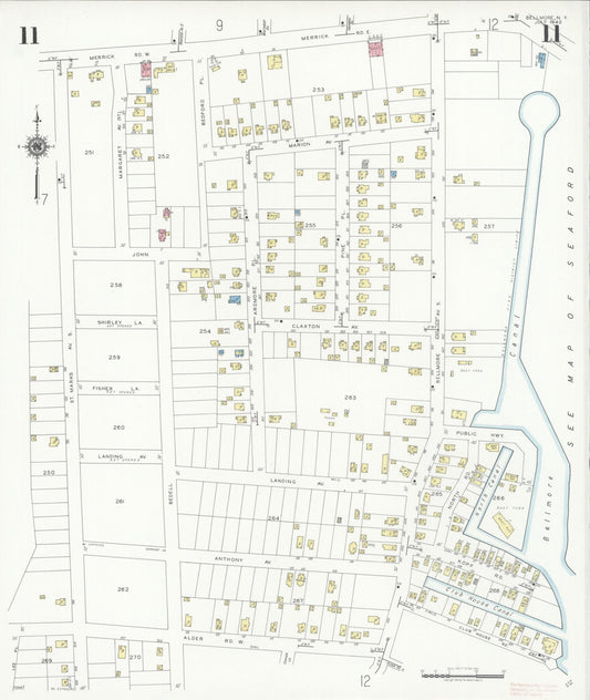 Sanborn Fire Insurance Map from Bellmore, Nassau County, New York (1940), Sheet #0011 - Historic Sanborn Fire Insurance Map Print, vintage old map wall art, antique decor, genealogy gift, New York New York map
