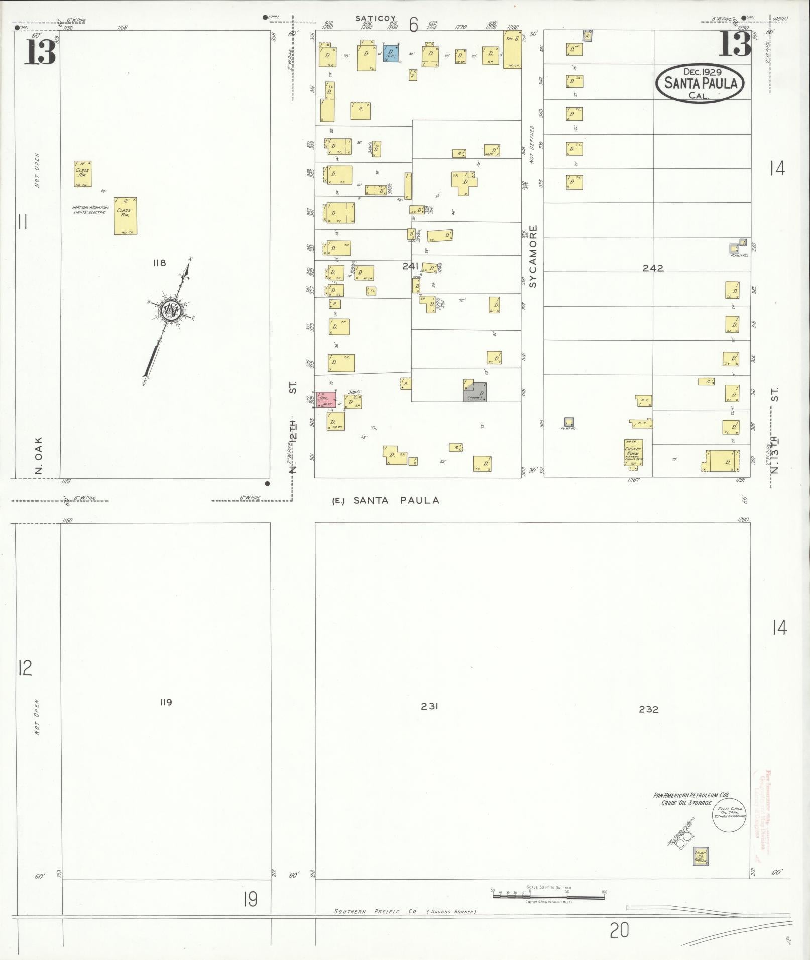 Sanborn Fire Insurance Map from Santa Paula, Ventura County, California (1929), Sheet #0013 - Complete Map Set gallery image, historic Sanborn map, vintage wall art, California California