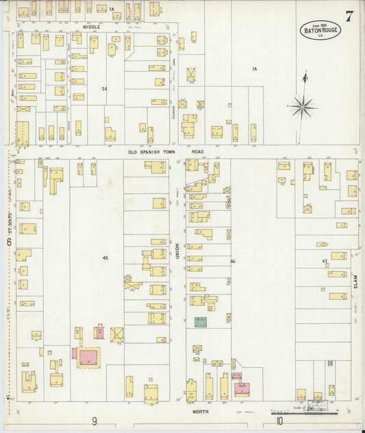 Sanborn Fire Insurance Map from Baton Rouge, East Baton Rouge Parish, Louisiana (1903), Sheet #0007 - Historic Sanborn Fire Insurance Map Print, vintage old map wall art, antique decor, genealogy gift, Louisiana Louisiana map