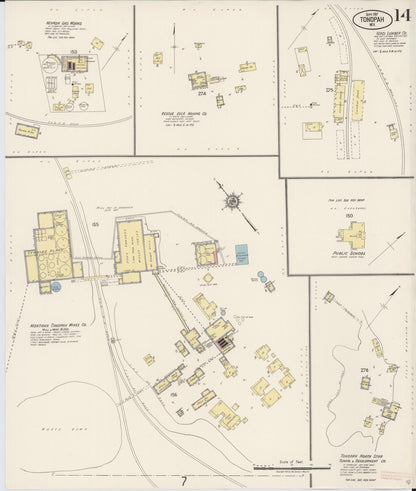 Sanborn Fire Insurance Map from Tonopah, Nye County, Nevada (1917), Sheet #0014 - Complete Map Set gallery image, historic Sanborn map, vintage wall art, Nevada Nevada