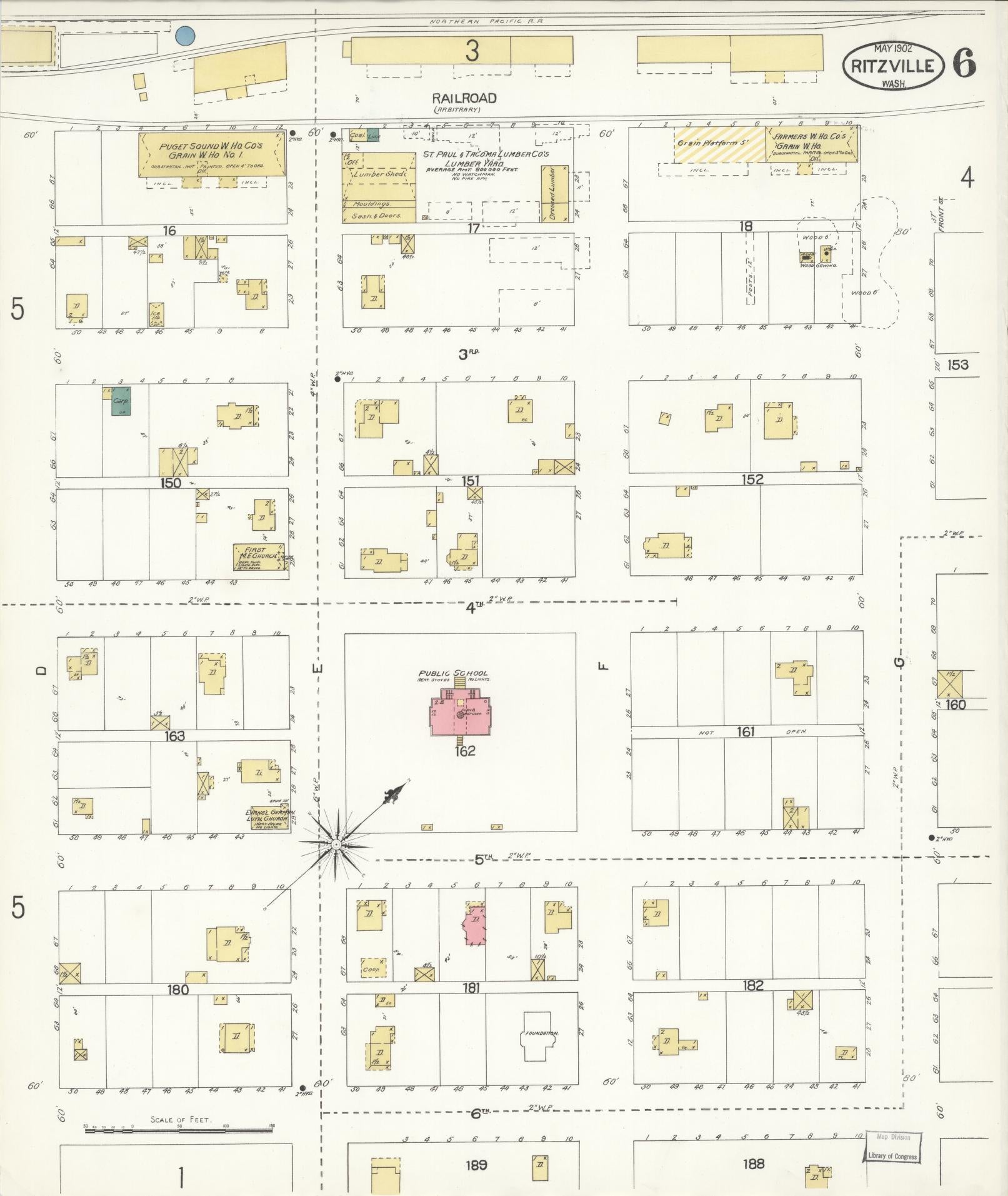 Sanborn Fire Insurance Map from Ritzville, Adams County, Washington (1902), Sheet #0006 - Complete Map Set gallery image, historic Sanborn map, vintage wall art, Washington Washington