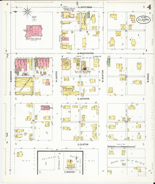 Sanborn Fire Insurance Map from Eldora, Hardin County, Iowa (1900), Sheet #0004 - Historic Sanborn Fire Insurance Map Print, vintage old map wall art