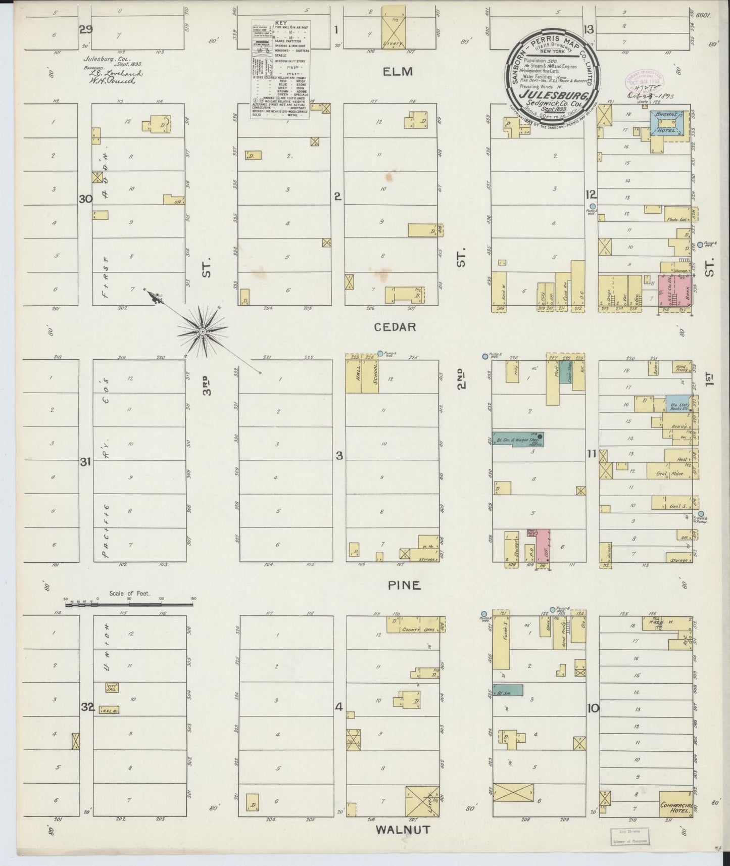 Sanborn Fire Insurance Map from Julesburg, Sedgwick County, Colorado (1893), Sheet #0001 - Historic Sanborn Fire Insurance Map Print, vintage old map wall art, antique decor, genealogy gift, Colorado Colorado map