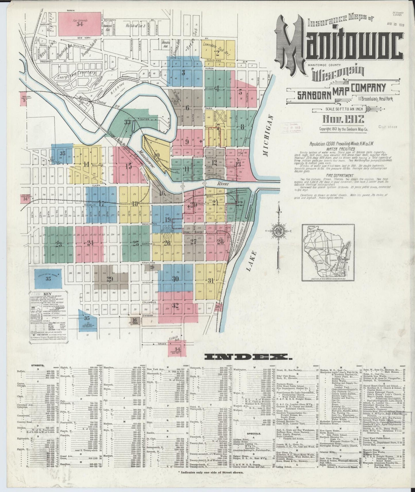 Manitowoc, Manitowoc County, Wisconsin (1912) – Sanborn Fire Insurance Map – Map View