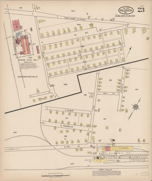 Sanborn Fire Insurance Map from Valdosta, Lowndes County, Georgia (1922), Sheet #0023 - Historic Sanborn Fire Insurance Map Print, vintage old map wall art, antique decor, genealogy gift, Georgia Georgia map