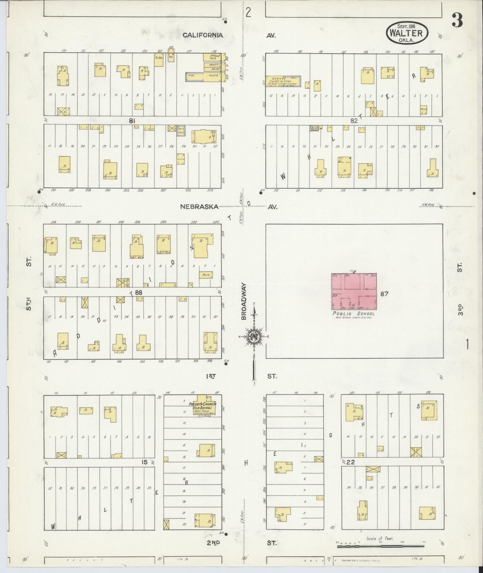 Sanborn Fire Insurance Map from Walters, Cotton County, Oklahoma (1916), Sheet #0003 - Complete Map Set gallery image, historic Sanborn map, vintage wall art, Oklahoma Oklahoma