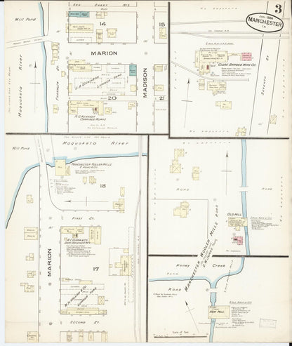 Sanborn Fire Insurance Map from Manchester, Delaware County, Iowa (1886), Sheet #0003 - Complete Map Set gallery image, historic Sanborn map, vintage wall art, Manchester Delaware