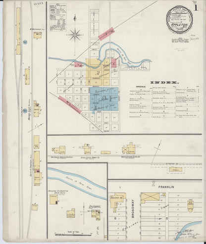 Sanborn Fire Insurance Map from Appleton, Swift County, Minnesota (1894), Sheet #0001 - Complete Map Set gallery image, historic Sanborn map, vintage wall art, Minnesota Minnesota
