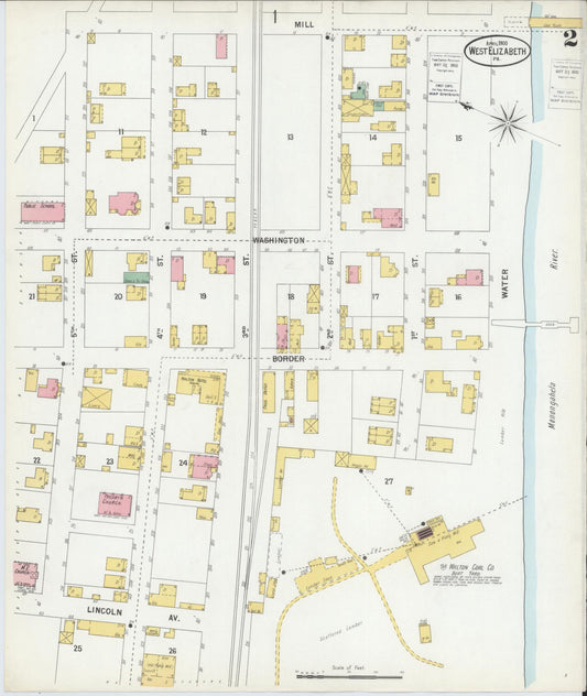 Sanborn Fire Insurance Map from West Elizabeth, Allegheny County, Pennsylvania (1900), Sheet #0002 - Historic Sanborn Fire Insurance Map Print, vintage old map wall art, antique decor, genealogy gift, Pennsylvania Pennsylvania map