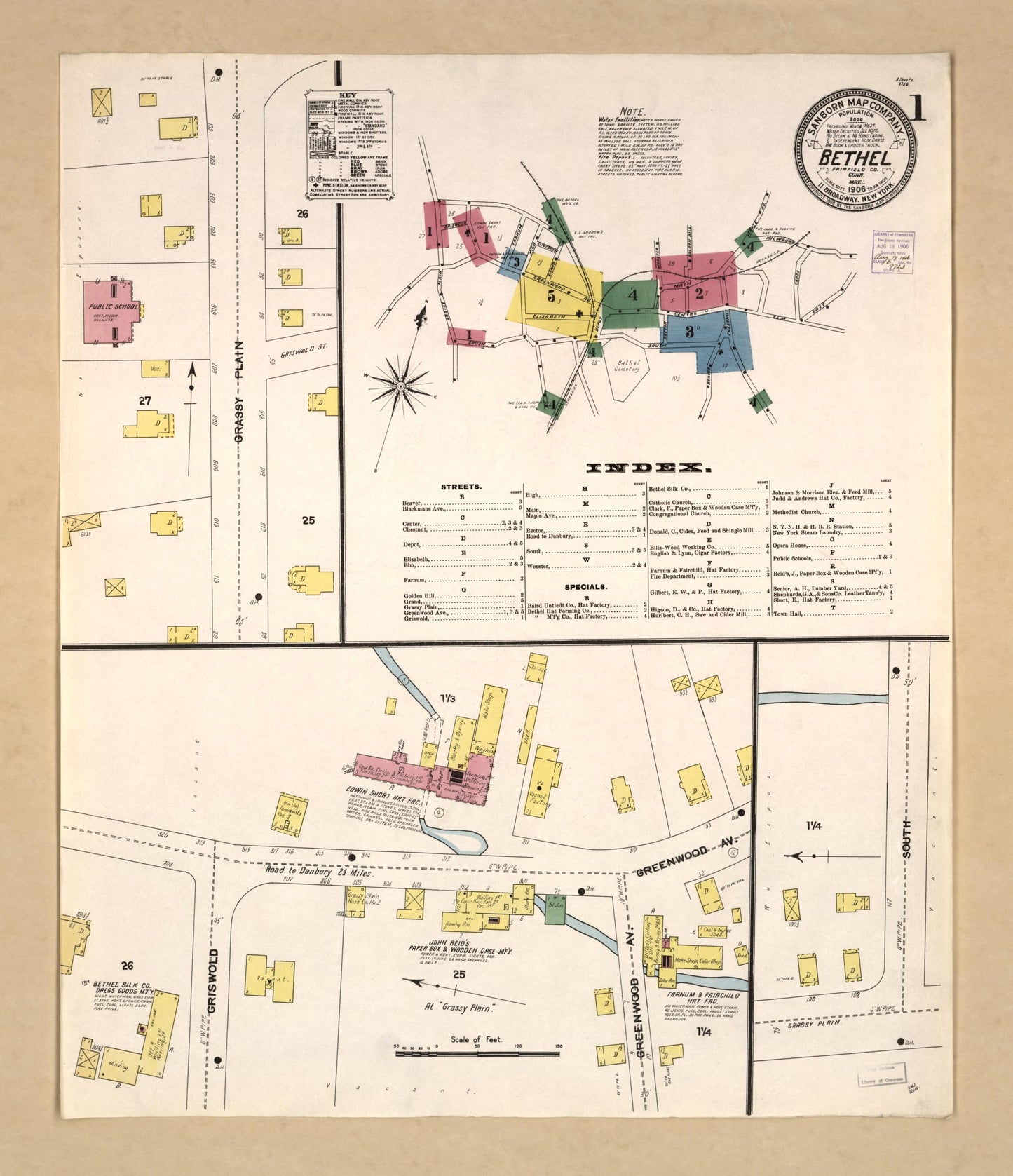 Sanborn Fire Insurance Map from Bethel, Fairfield County, Connecticut. (1906) – Historic Sanborn Fire Insurance Map Print