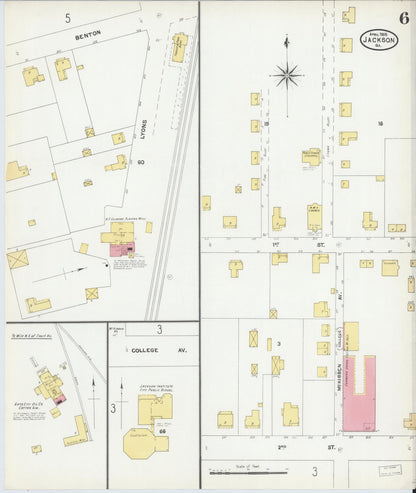 Sanborn Fire Insurance Map from Jackson, Butts County, Georgia (1905), Sheet #0006 - Complete Map Set gallery image, historic Sanborn map, vintage wall art, Georgia Georgia