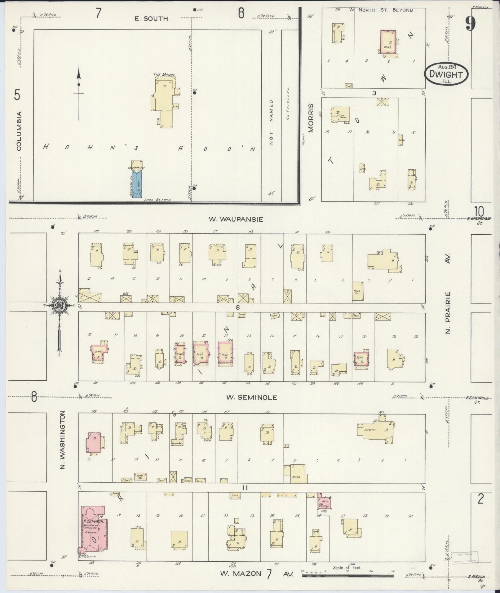 Sanborn Fire Insurance Map from Dwight, Livingston County, Illinois (1914), Sheet #0009 - Complete Map Set gallery image, historic Sanborn map, vintage wall art, Illinois Illinois