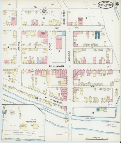 Sanborn Fire Insurance Map from Mifflintown, Juniata County, Pennsylvania (1891), Sheet #0002 - Complete Map Set gallery image, historic Sanborn map, vintage wall art, Pennsylvania Pennsylvania