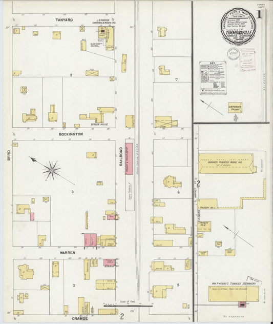 Sanborn Fire Insurance Map from Timmonsville, Florence County, South Carolina (1899), Sheet #0001 - Historic Sanborn Fire Insurance Map Print, vintage old map wall art, antique decor, genealogy gift, South Carolina South Carolina map