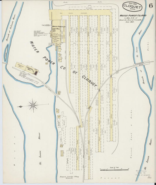 Sanborn Fire Insurance Map from Cloquet, Carlton County, Minnesota (1885), Sheet #0006 - Historic Sanborn Fire Insurance Map Print, vintage old map wall art, antique decor, genealogy gift, Minnesota Minnesota map