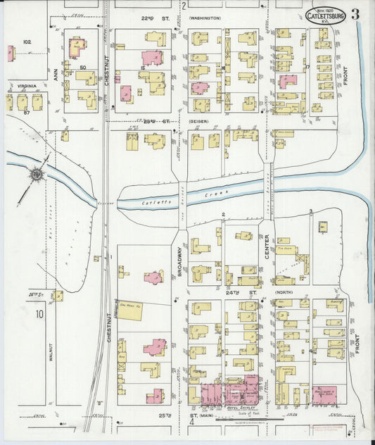 Sanborn Fire Insurance Map from Catlettsburg, Boyd County, Kentucky (1920), Sheet #0003 - Historic Sanborn Fire Insurance Map Print, vintage old map wall art, antique decor, genealogy gift, Kentucky Kentucky map