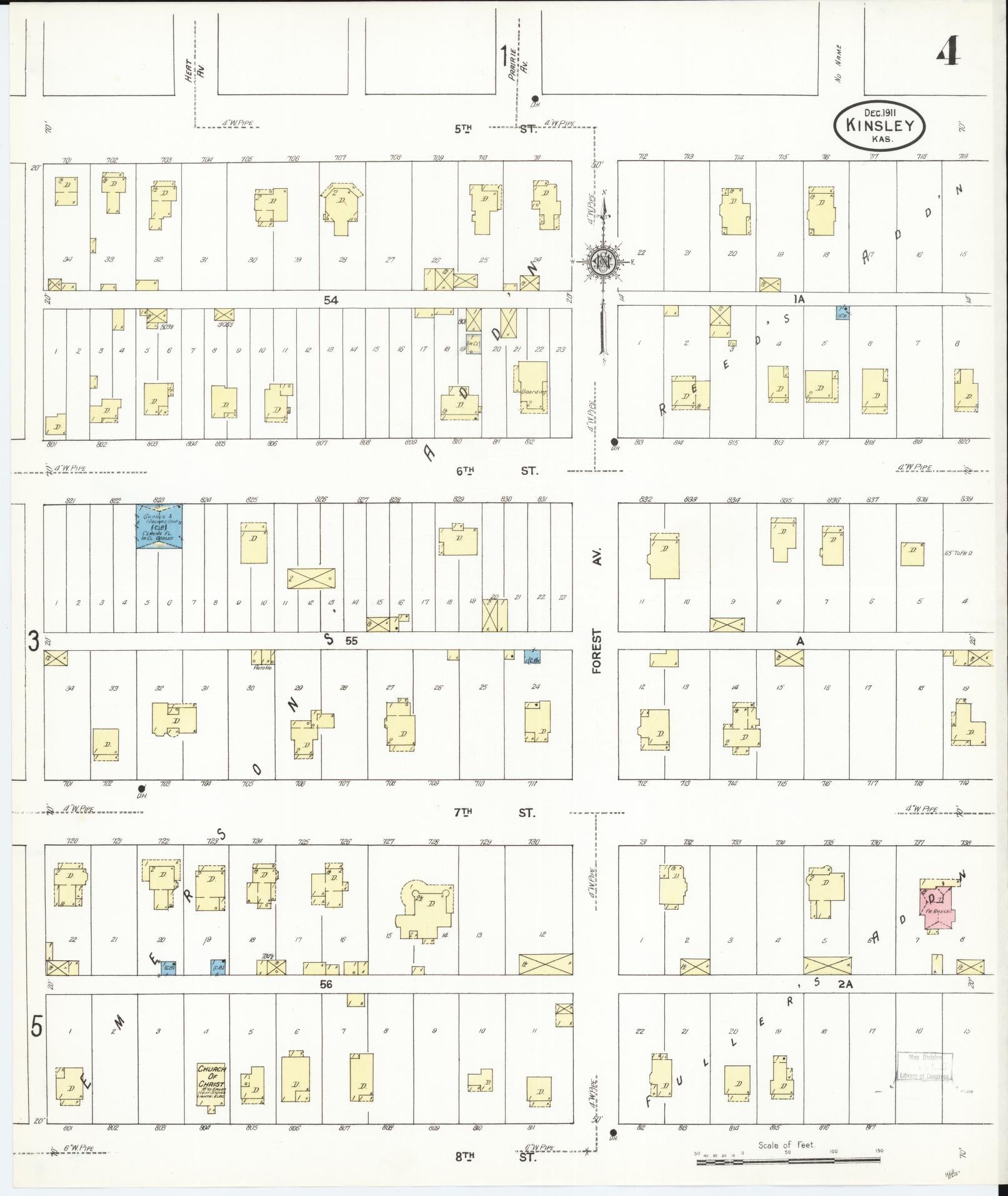 Sanborn Fire Insurance Map from Kinsley, Edwards County, Kansas (1911), Sheet #0004 - Complete Map Set gallery image, historic Sanborn map, vintage wall art, Kansas Kansas