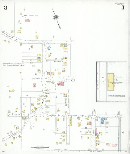 Sanborn Fire Insurance Map from Greensburg, Green County, Kentucky (1941), Sheet #0003 - Complete Map Set gallery image, historic Sanborn map, vintage wall art, Kentucky Kentucky