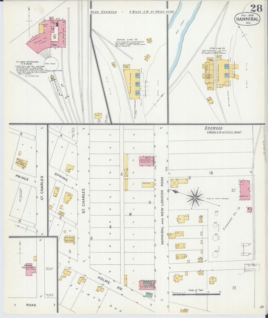 Sanborn Fire Insurance Map from Hannibal, Marion County, Missouri (1906), Sheet #0028 - Historic Sanborn Fire Insurance Map Print, vintage old map wall art, antique decor, genealogy gift, Missouri Missouri map