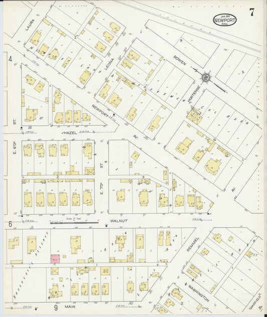 Sanborn Fire Insurance Map from Newport, Jackson County, Arkansas (1914), Sheet #0007 - Historic Sanborn Fire Insurance Map Print, vintage old map wall art, antique decor, genealogy gift, Arkansas Arkansas map