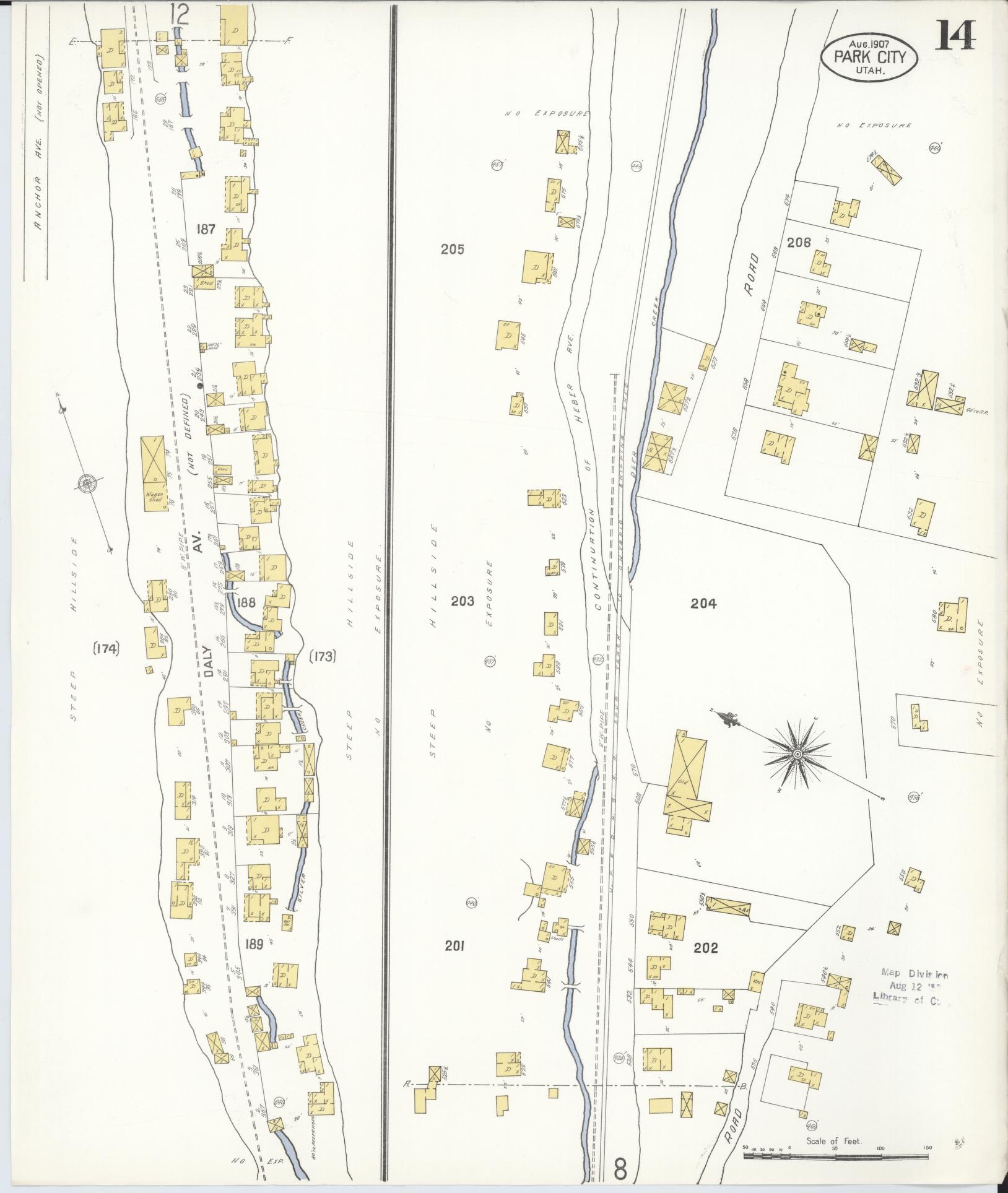 Sanborn Fire Insurance Map from Park City, Summit County, Utah (1907), Sheet #0014 - Complete Map Set gallery image, historic Sanborn map, vintage wall art, Utah Utah