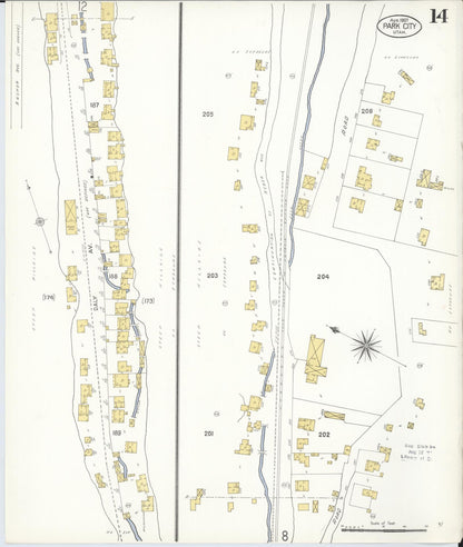 Sanborn Fire Insurance Map from Park City, Summit County, Utah (1907), Sheet #0014 - Complete Map Set gallery image, historic Sanborn map, vintage wall art, Utah Utah