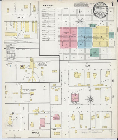 Sanborn Fire Insurance Map from Fairbury, Livingston County, Illinois (1892), Sheet #0001 - Complete Map Set gallery image, historic Sanborn map, vintage wall art, Illinois Illinois